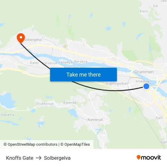 Knoffs Gate to Solbergelva map