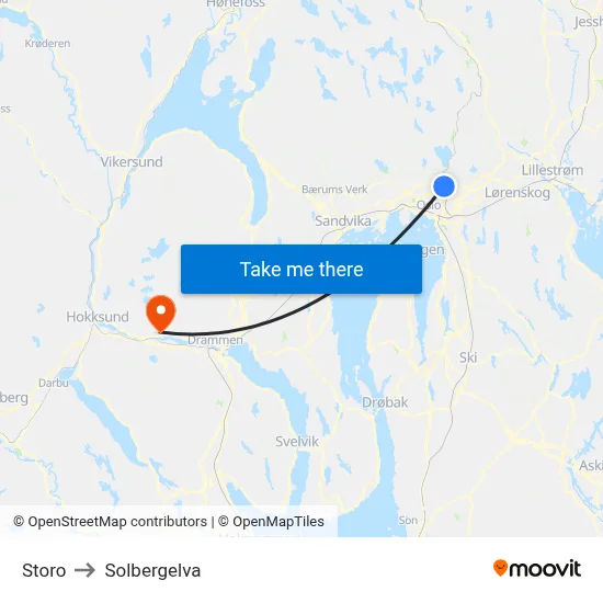 Storo to Solbergelva map