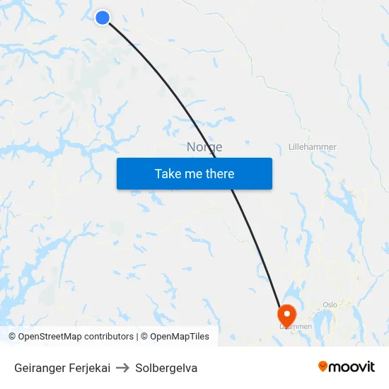 Geiranger Ferjekai to Solbergelva map