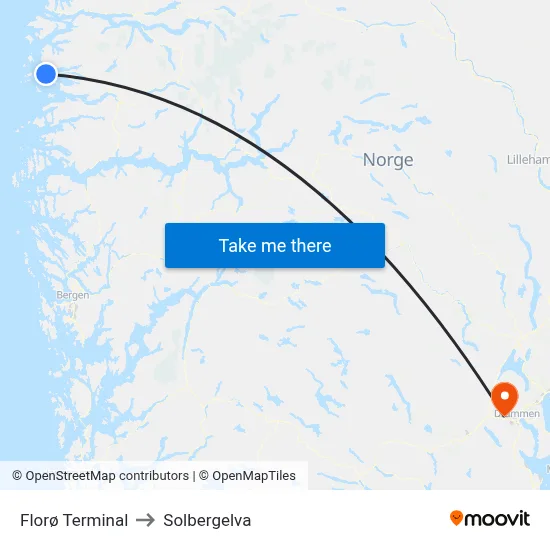Florø Terminal to Solbergelva map