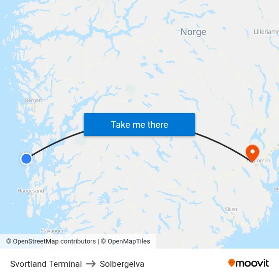Svortland Terminal to Solbergelva map