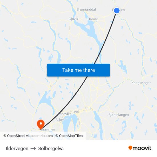 Ildervegen to Solbergelva map