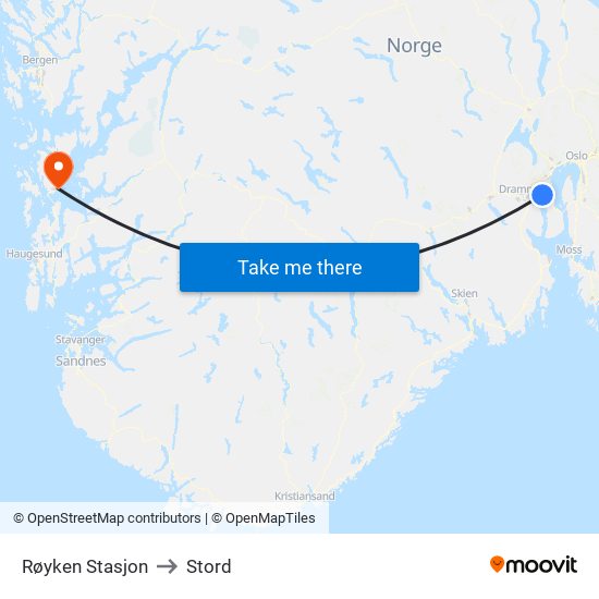 Røyken Stasjon to Stord map