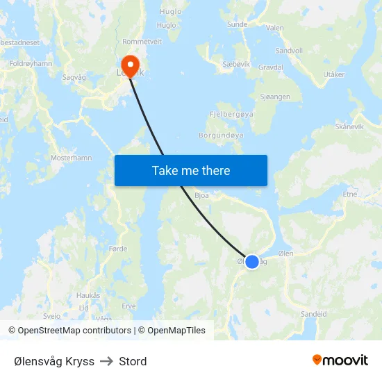 Ølensvåg Kryss to Stord map