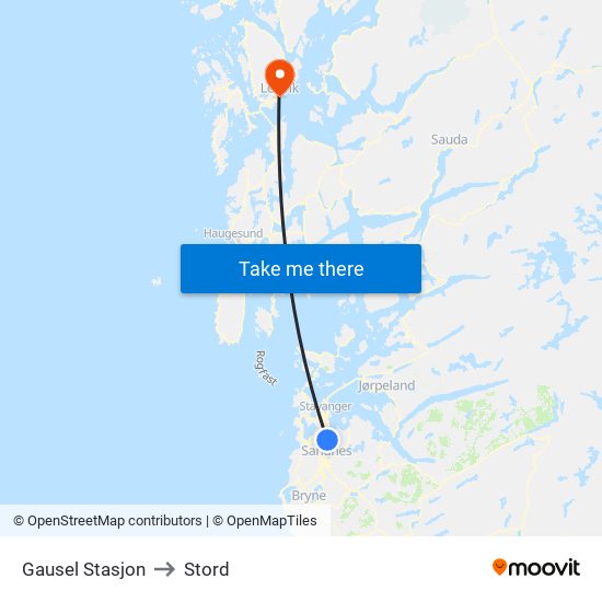 Gausel Stasjon to Stord map