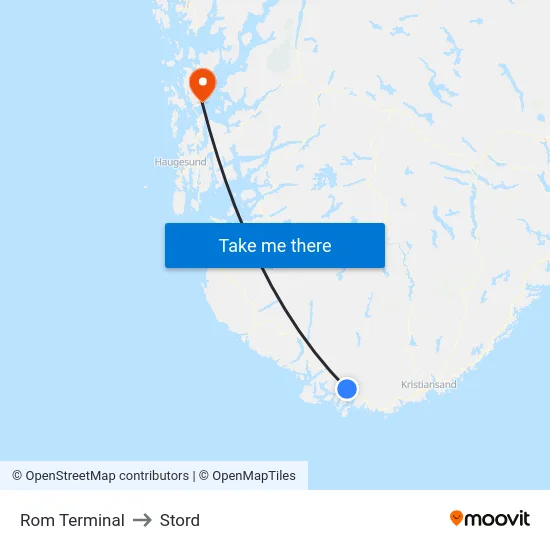 Rom Terminal to Stord map