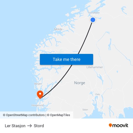 Ler Stasjon to Stord map