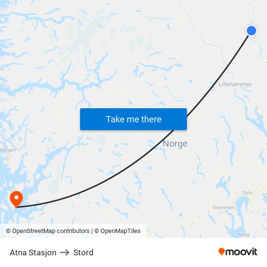 Atna Stasjon to Stord map