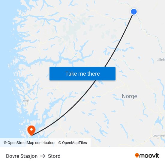 Dovre Stasjon to Stord map