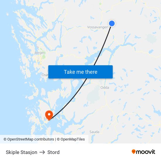 Skiple Stasjon to Stord map