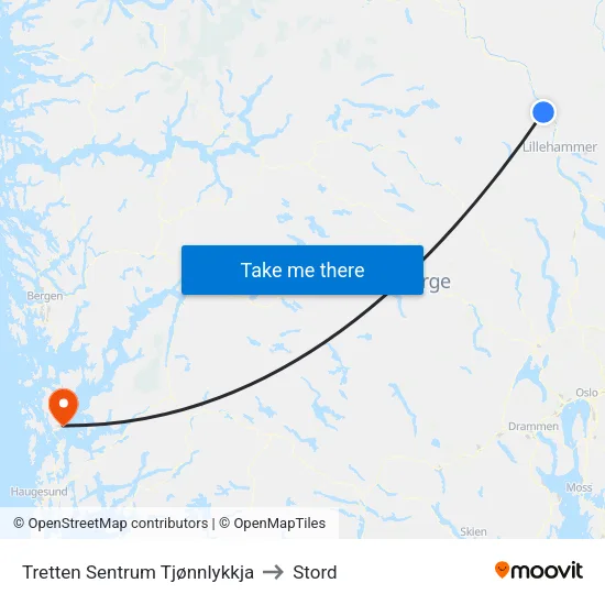 Tretten Sentrum Tjønnlykkja to Stord map