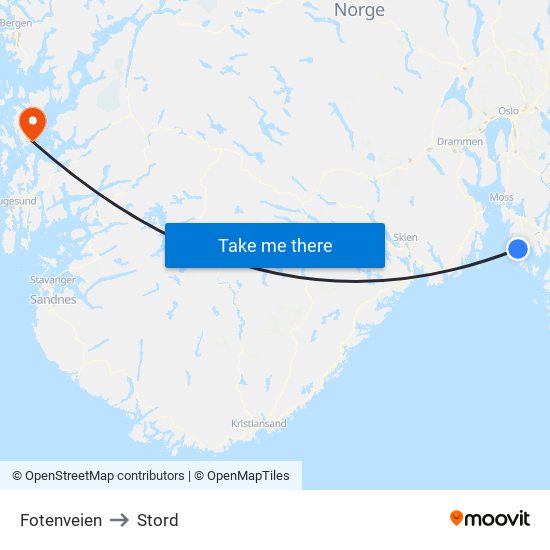 Fotenveien to Stord map