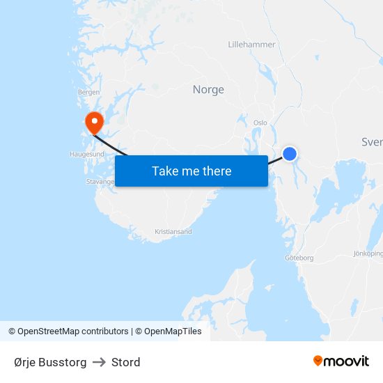 Ørje Busstorg to Stord map