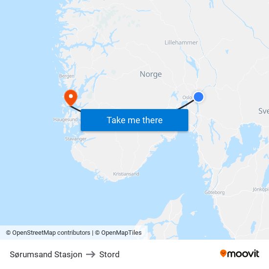 Sørumsand Stasjon to Stord map