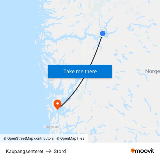 Kaupangsenteret to Stord map