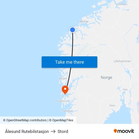 Ålesund Rutebilstasjon to Stord map