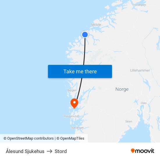 Ålesund Sjukehus to Stord map