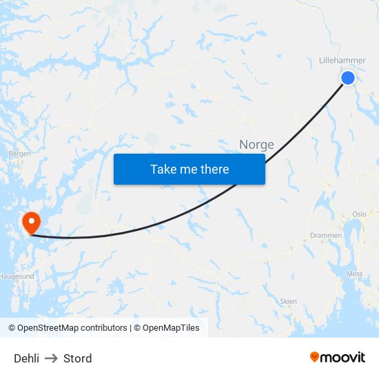 Dehli to Stord map