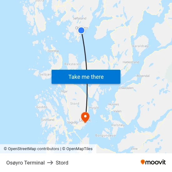 Osøyro Terminal to Stord map