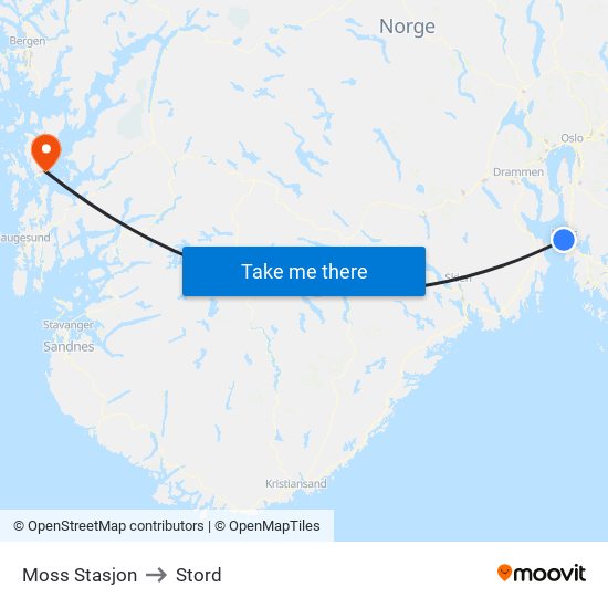 Moss Stasjon to Stord map