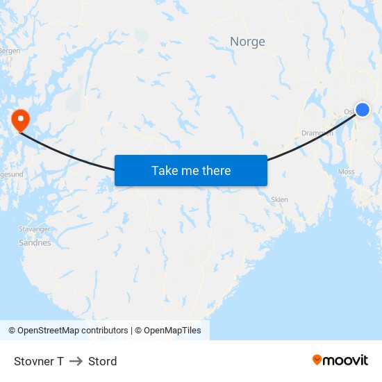 Stovner T to Stord map