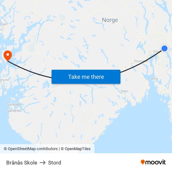 Brånås Skole to Stord map