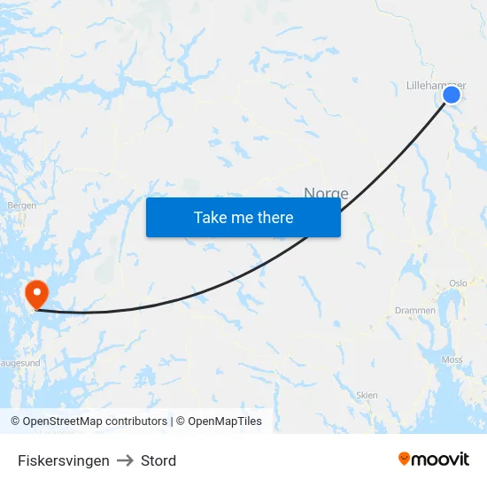 Fiskersvingen to Stord map