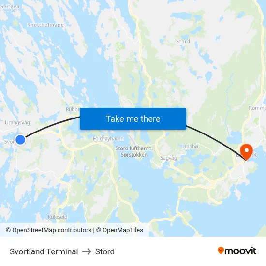 Svortland Terminal to Stord map