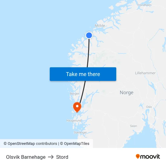 Olsvik Barnehage to Stord map