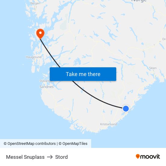 Messel Snuplass to Stord map