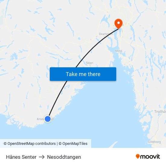Hånes Senter to Nesoddtangen map