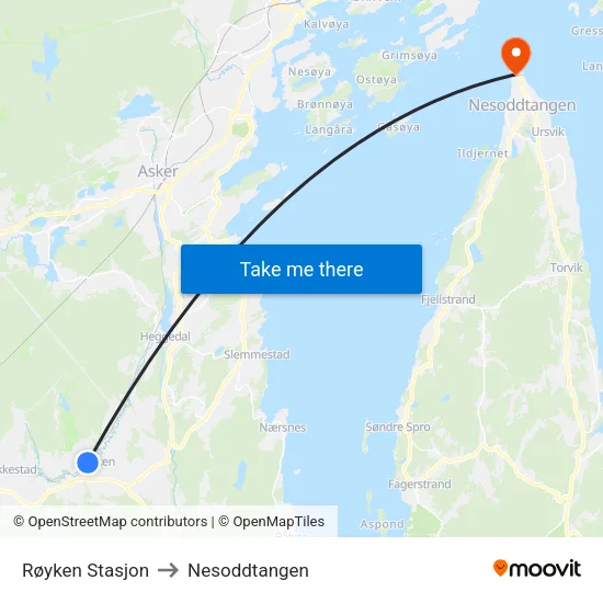 Røyken Stasjon to Nesoddtangen map