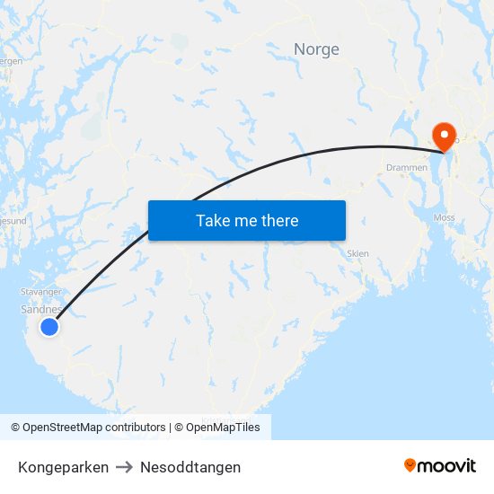 Kongeparken to Nesoddtangen map