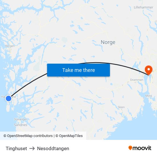 Tinghuset to Nesoddtangen map