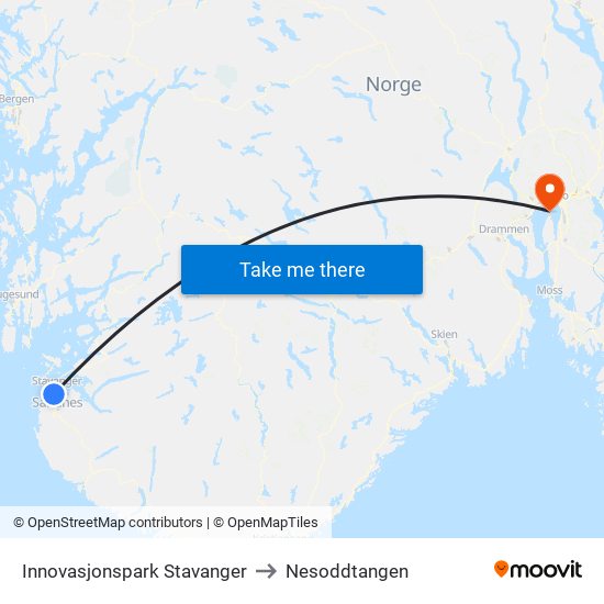 Innovasjonspark Stavanger to Nesoddtangen map