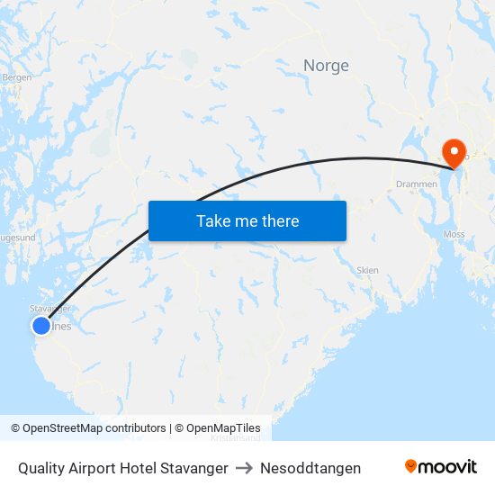 Quality Airport Hotel Stavanger to Nesoddtangen map