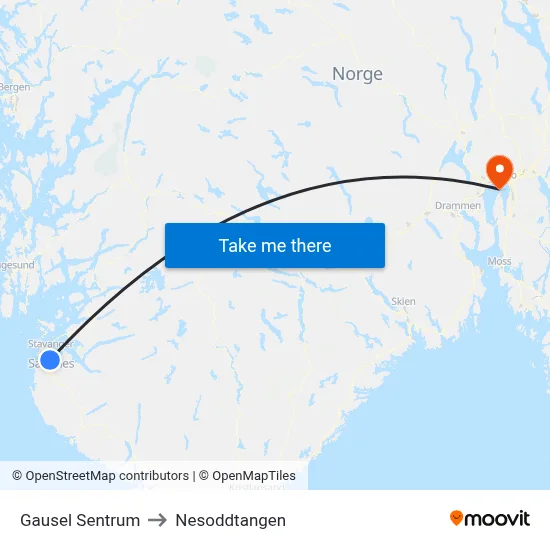 Gausel Sentrum to Nesoddtangen map