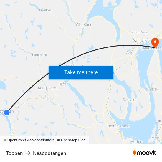 Toppen to Nesoddtangen map