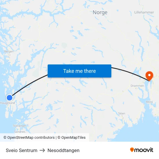 Sveio Sentrum to Nesoddtangen map