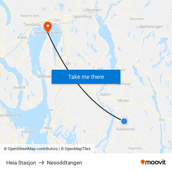 Heia Stasjon to Nesoddtangen map