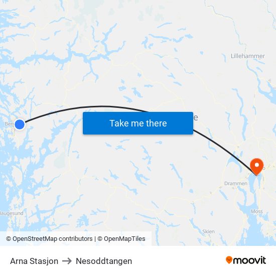 Arna Stasjon to Nesoddtangen map