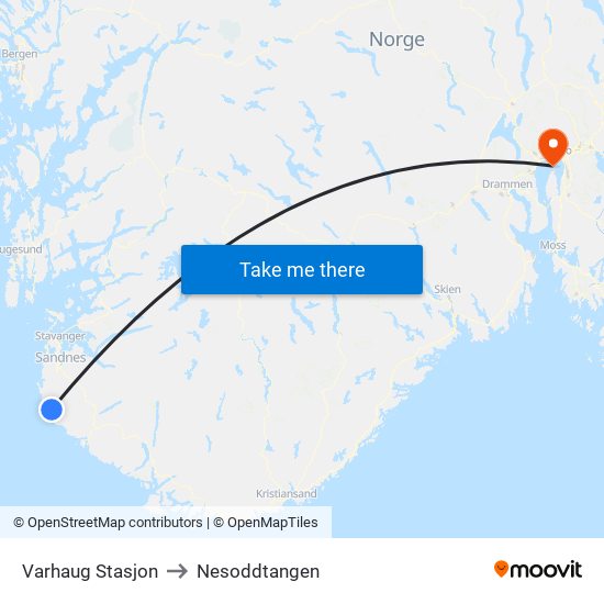 Varhaug Stasjon to Nesoddtangen map