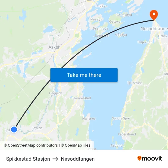 Spikkestad Stasjon to Nesoddtangen map