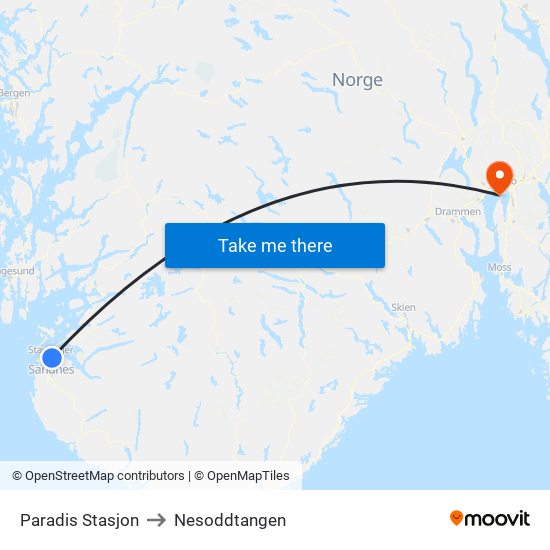 Paradis Stasjon to Nesoddtangen map