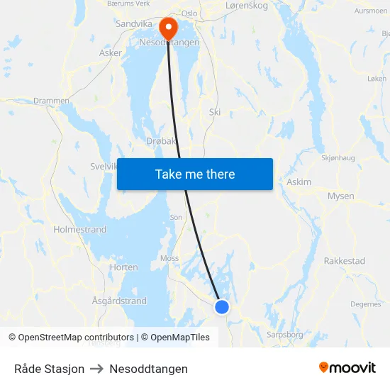 Råde Stasjon to Nesoddtangen map