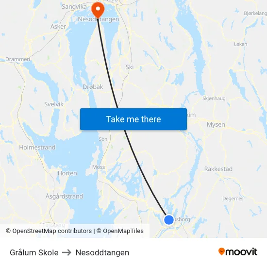 Grålum Skole to Nesoddtangen map