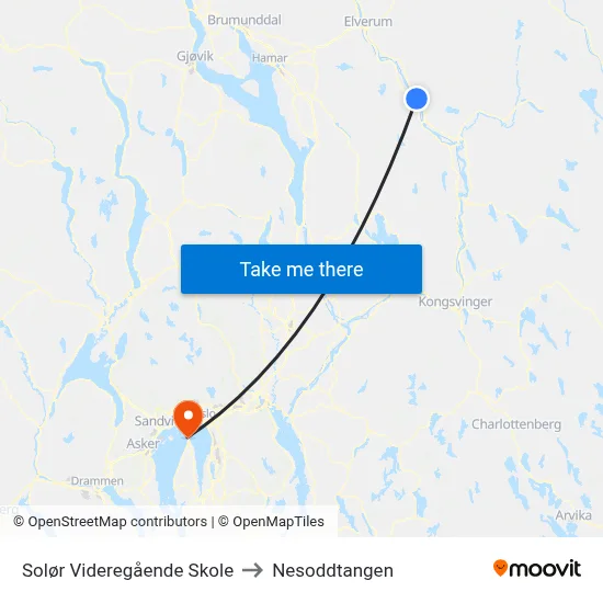 Solør Videregående Skole to Nesoddtangen map