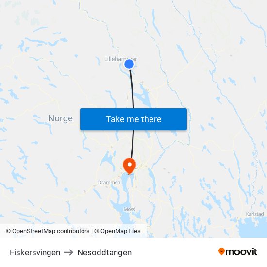 Fiskersvingen to Nesoddtangen map