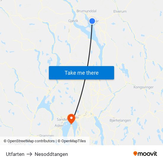 Utfarten to Nesoddtangen map