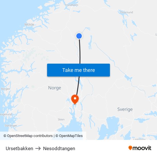 Ursetbakken to Nesoddtangen map